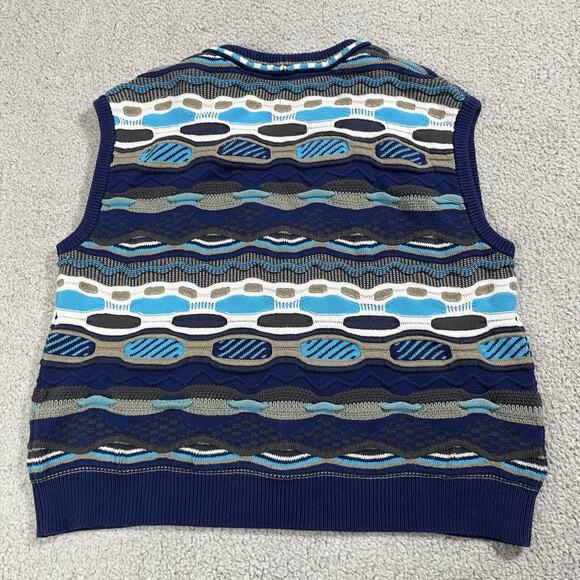 Vintage Sweater Women XL Blue 3D Textured Chunky Knit Colorful Coogi Style Cosby - Picture 8 of 12